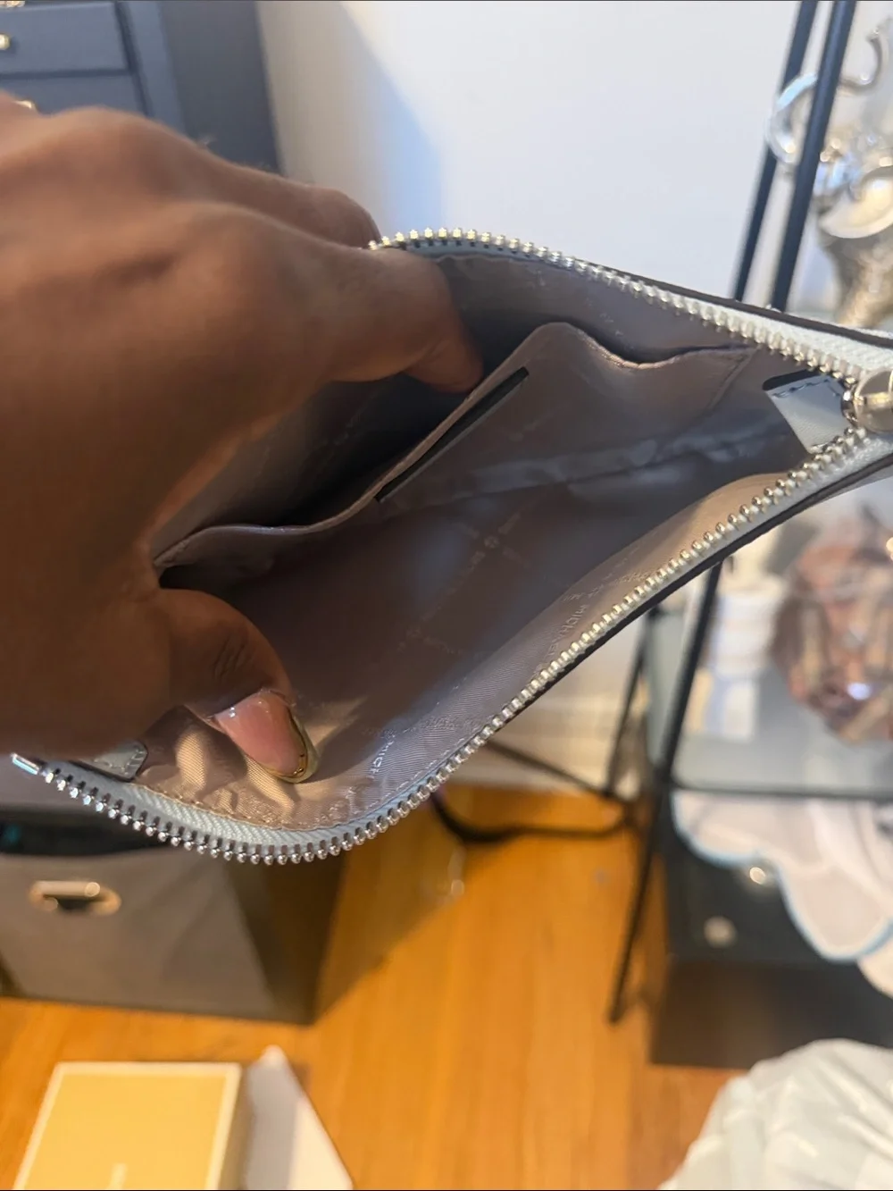 Michael Kors Pale Blue Logo Zip Wristlet